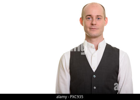 Portrait of balding Caucasian man wearing vest Stock Photo