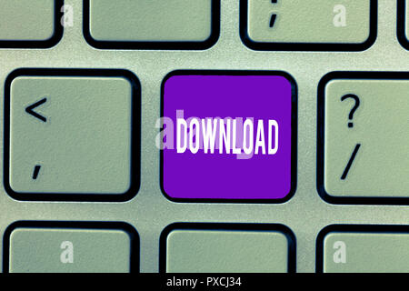 Conceptual hand writing showing Download. Business photo text copy data from one computer system another typically over Internet. Stock Photo