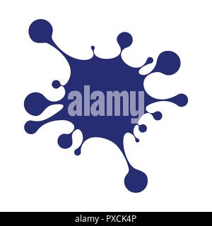 Vector cartoon blue blot, spilled ink stain, brush stroke in grunge style Stock Vector