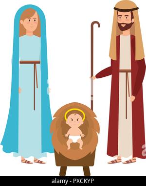 holy family manger characters Stock Vector
