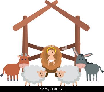 mule and ox in stable manger characters Stock Vector Image & Art - Alamy