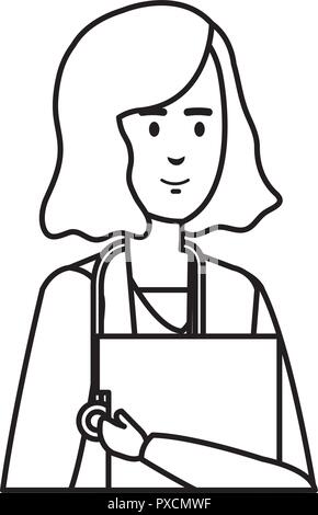female doctor with stethoscope and documents Stock Vector Image & Art ...