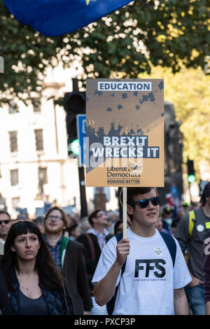 Protestors march as part of the People's Vote march in London, U.K. Stock Photo