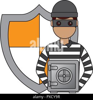 hacker safe box shield cyber security digital vector illustration Stock Vector