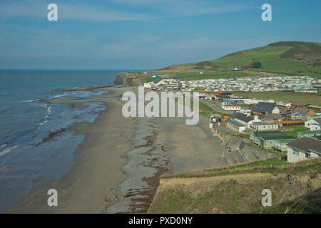 Caravan park in the village of Clarach along the Coastal path on Cardigan Bay near Aberystwyth,Ceredigion,Wales Stock Photo