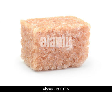 A cube of cane sugar isolated on white background Stock Photo