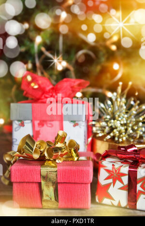 Christmas presents with copy space Stock Photo