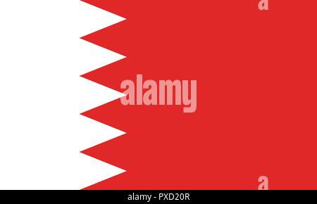 Vector image for Bahrain flag. Based on the official and exact Bahrain flag dimensions (5:3) & colors (485C and White) Stock Vector