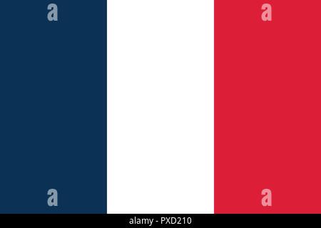 Vector image for France flag. Based on the official and exact France flag dimensions (3:2) & colors (540C, White and 199C) Stock Vector
