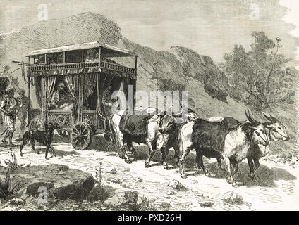 A Chopaya, or Hindu travelling carriage, cattle drawn travel carriage, India 19th century Stock Photo