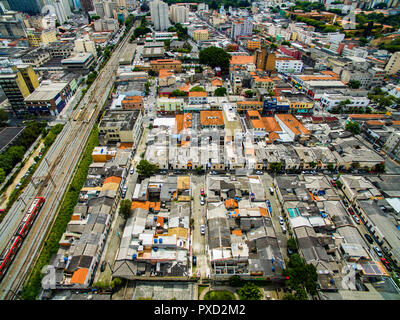 Great cities, great avenues, houses and buildings. Light district (Bairro da Luz), Sao Paulo Brazil, South America. Rail and subway trains. Stock Photo
