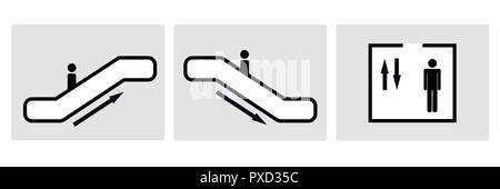 escalator and elevator pictogram icon vector illustration EPS10 Stock Vector