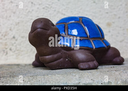 Close up view of a brown and blue decorative turtle switzerland Stock Photo