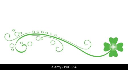 green tendril four leaf clover vector illustration EPS10 Stock Vector