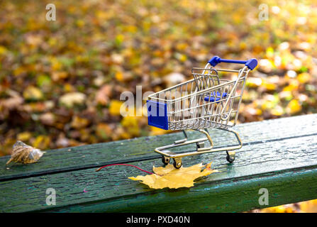 Shopping cart in the fall Stock Photo