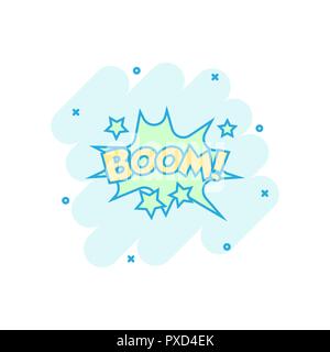 Vector cartoon boom comic sound effects icon in comic style. Sound bubble speech sign illustration pictogram. Boom business splash effect concept. Stock Vector