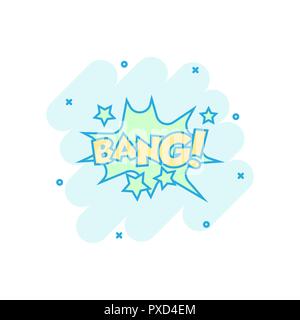 Vector cartoon bang comic sound effects icon in comic style. Sound bubble speech sign illustration pictogram. Bang business splash effect concept. Stock Vector