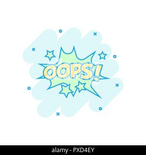 Vector cartoon oops comic sound effects icon in comic style. Sound bubble speech sign illustration pictogram. Oops business splash effect concept. Stock Vector