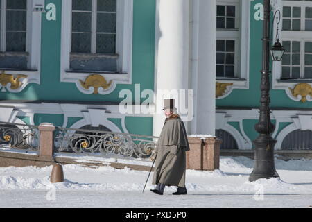 St. Petersburg, Russia - February 28, 2018: Actors during filming the movie Union of Salvation on the Palace square. Decembrists movement is in the ce Stock Photo