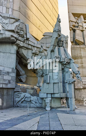 SHUMEN, BULGARIA - APRIL 10, 2017:   Founders of the Bulgarian State Monument near Town of Shumen, Bulgaria Stock Photo