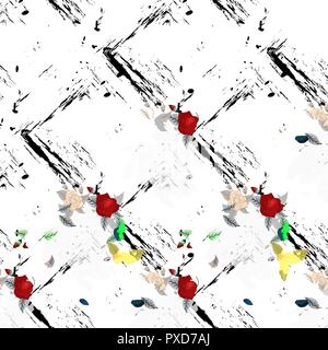Trendy vector seamless beautiful artistic dark tropical flower pattern with exotic forest. Flower origi nal stylish floral background print, bright rainbow colors on white eps10 Stock Vector