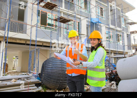 Two construction engineers working together Stock Photo