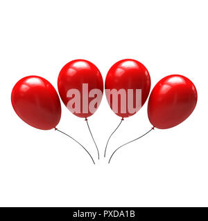 Red balloons isolated on white background. 3d illustration Stock Photo