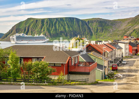 Cruise Ship Moored In The Harbour At Honningsvag, Norway Stock Photo