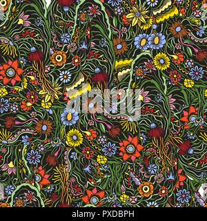 Sketched flower print Stock Vector