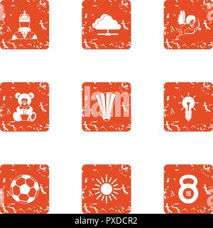 Program training icons set, grunge style Stock Vector