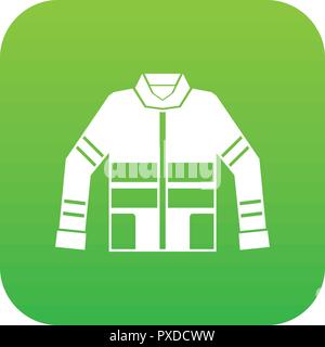 Firefighter jacket icon digital green Stock Vector