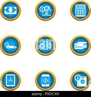 Opulence icons set, flat style Stock Vector