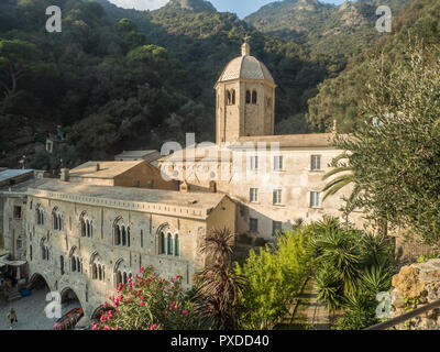 San Fruttuoso with a medieval Abbey, Liguria region, Italy. Stock Photo