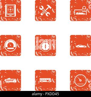 Load time icons set, grunge style Stock Vector