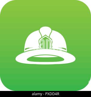 Fireman helmet icon digital green Stock Vector