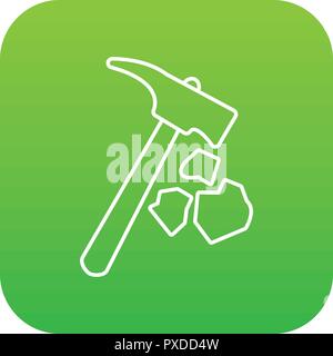 Minning hand hammer icon green vector Stock Vector