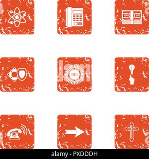 Work on the phone icons set, grunge style Stock Vector