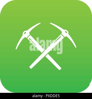 Mining pickaxe icon green vector Stock Vector