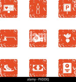 Anchorage icons set, grunge style Stock Vector