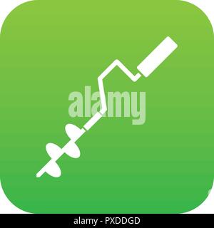 Hand operated ice auger icon digital green Stock Vector