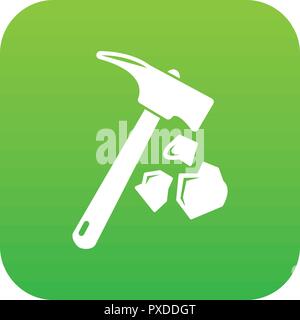 Minning hand hammer icon green vector Stock Vector