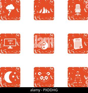 Orientalism icons set, grunge style Stock Vector