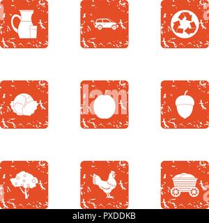 Milk icons set, grunge style Stock Vector