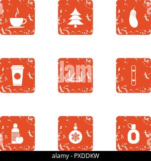 Christmas spirit icons set, grunge style Stock Vector