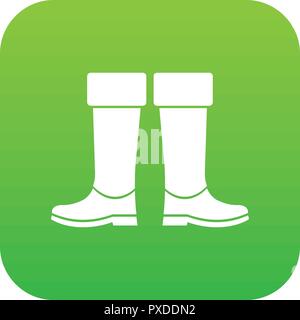 Rubber boots icon digital green Stock Vector