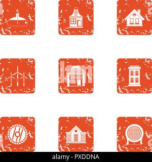 Disconnect icons set, grunge style Stock Vector