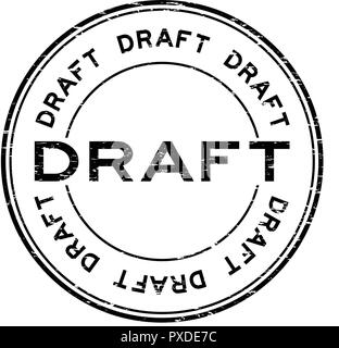 Grunge black draft round rubber stamp on white background Stock Vector