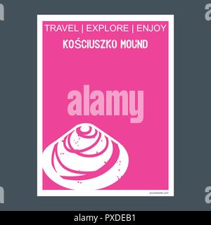 Kosciuszko Mound KrakÃ³w, Poland, monument landmark brochure Flat style and typography vector Stock Vector