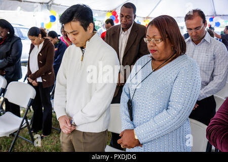 Miami Florida,Overtown,Community Redevelopment Agency,Rehabilitated Affordable Housing Ribbon Cutting Ceremony,prayer,community event,Black Blacks Afr Stock Photo