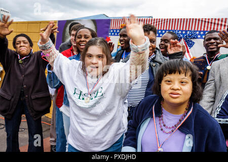 Miami Florida,Association for Development of Exceptional,ADE,MLK Day Carnival,developmentally disabled,mental,mentally,physically,physical,Down's Synd Stock Photo